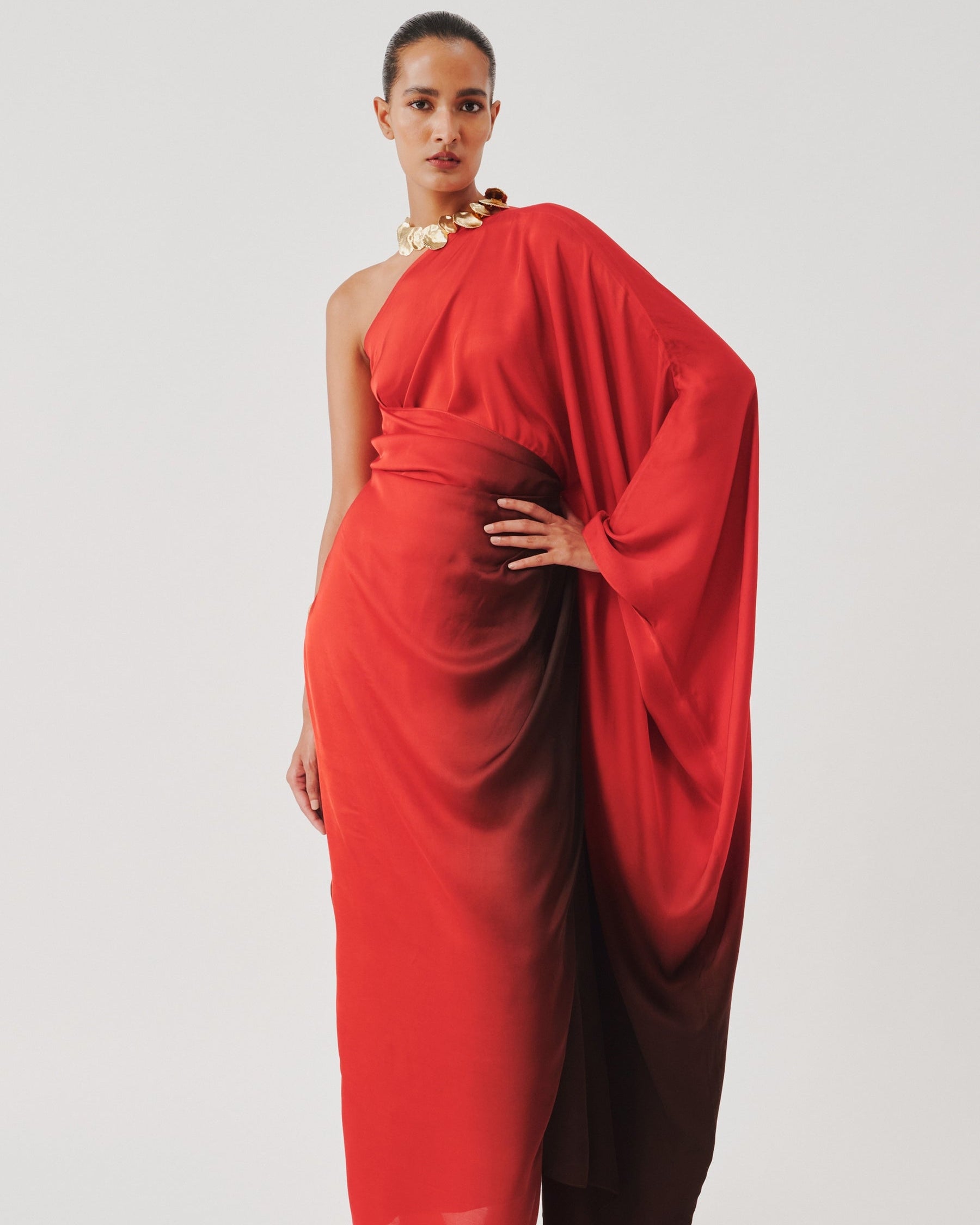 crimson silk dress Devina Satin Gown in Red Crimson