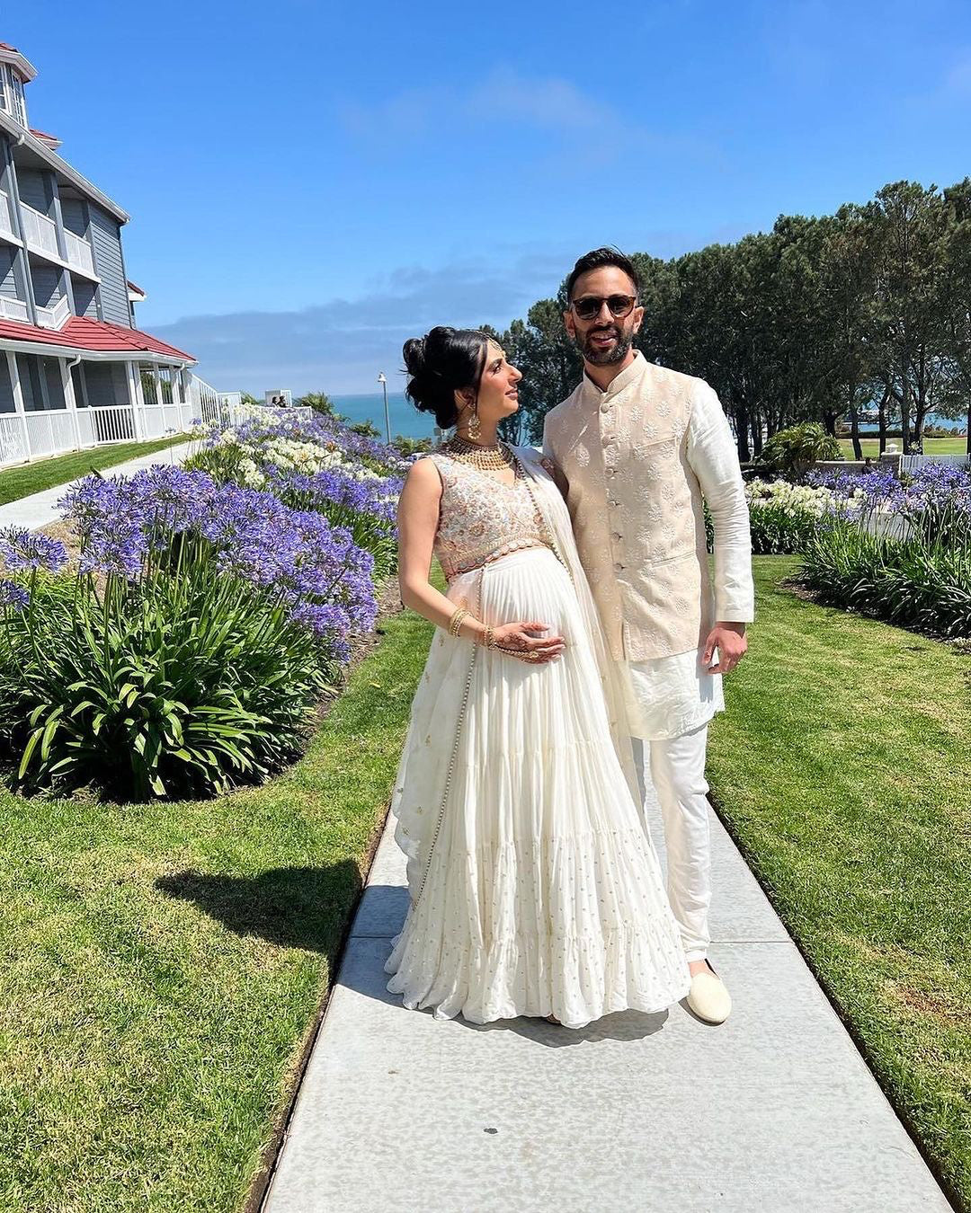 Wedding Party Wear Indian Dress For Pregnant Lady Ivory Maternity Floral Lehenga Chamee And Palak Xs Wedding Party Wear Indian Dress For Pregnant Lady Ivory Maternity Floral Lehenga Chamee And Palak Xs