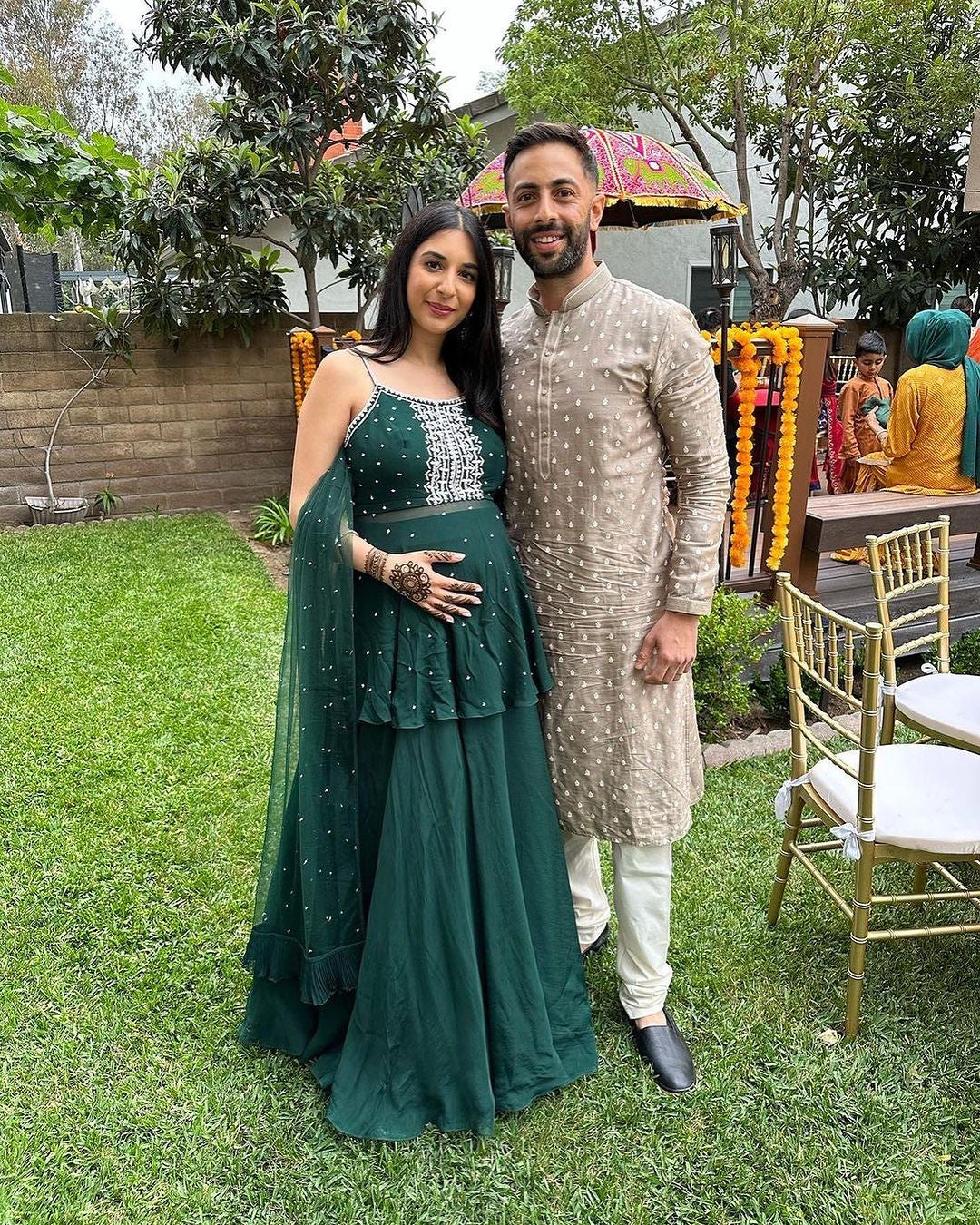 Maternity Green Pearl Embroidered Peplum Kurta and Sharara Set | KYNAH 0-12 weeks / S Maternity Green Pearl Embroidered Peplum Kurta and Sharara Set | KYNAH 0-12 weeks / S