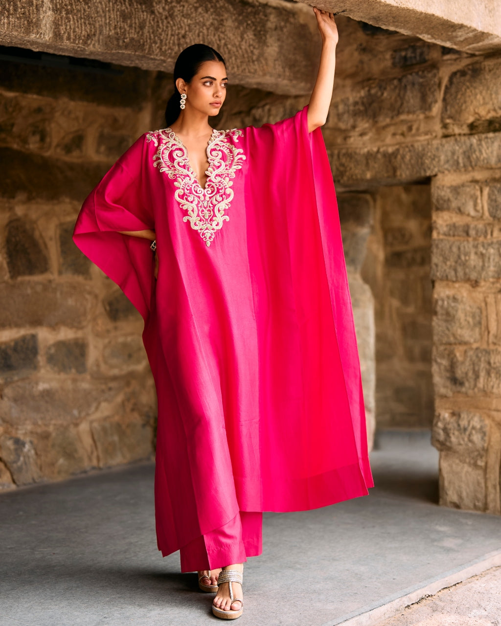 open lace back dress Pink Owl Kaftan Set