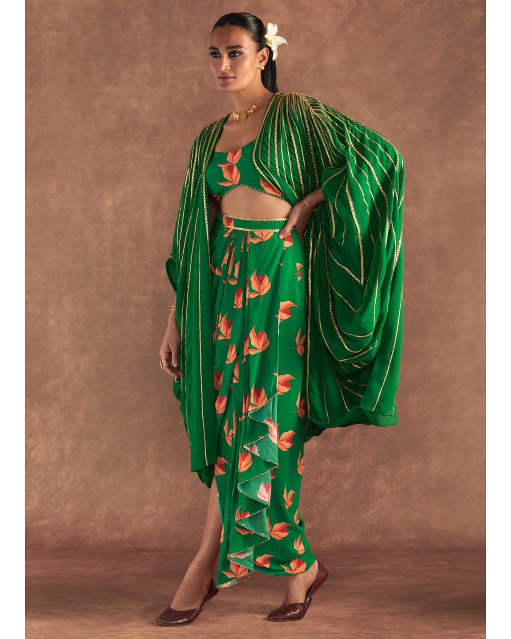 Green Nectar Cup Drape Skirt Set