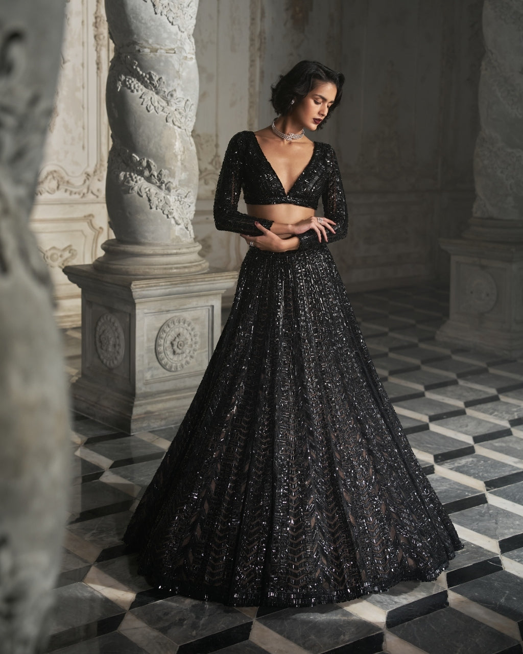Sequined Dress - Black/sequins - Ladies