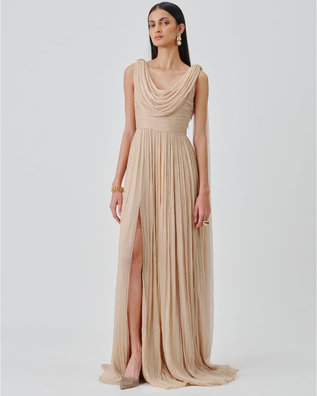 Athena Ruched Gown | Chiffon Ruched Evening Dress