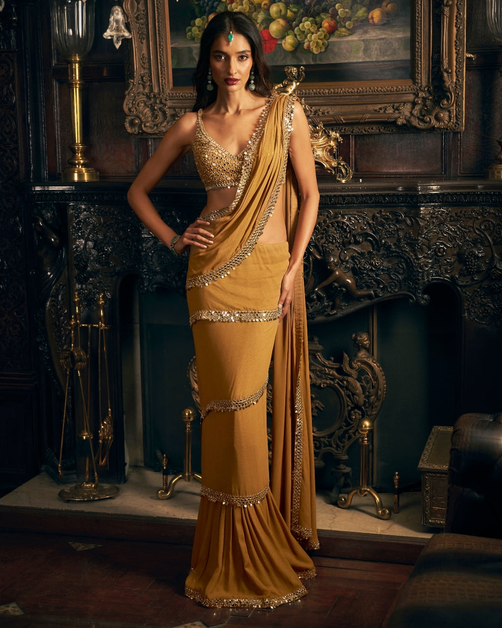 Gold Wrap Around Sari Set