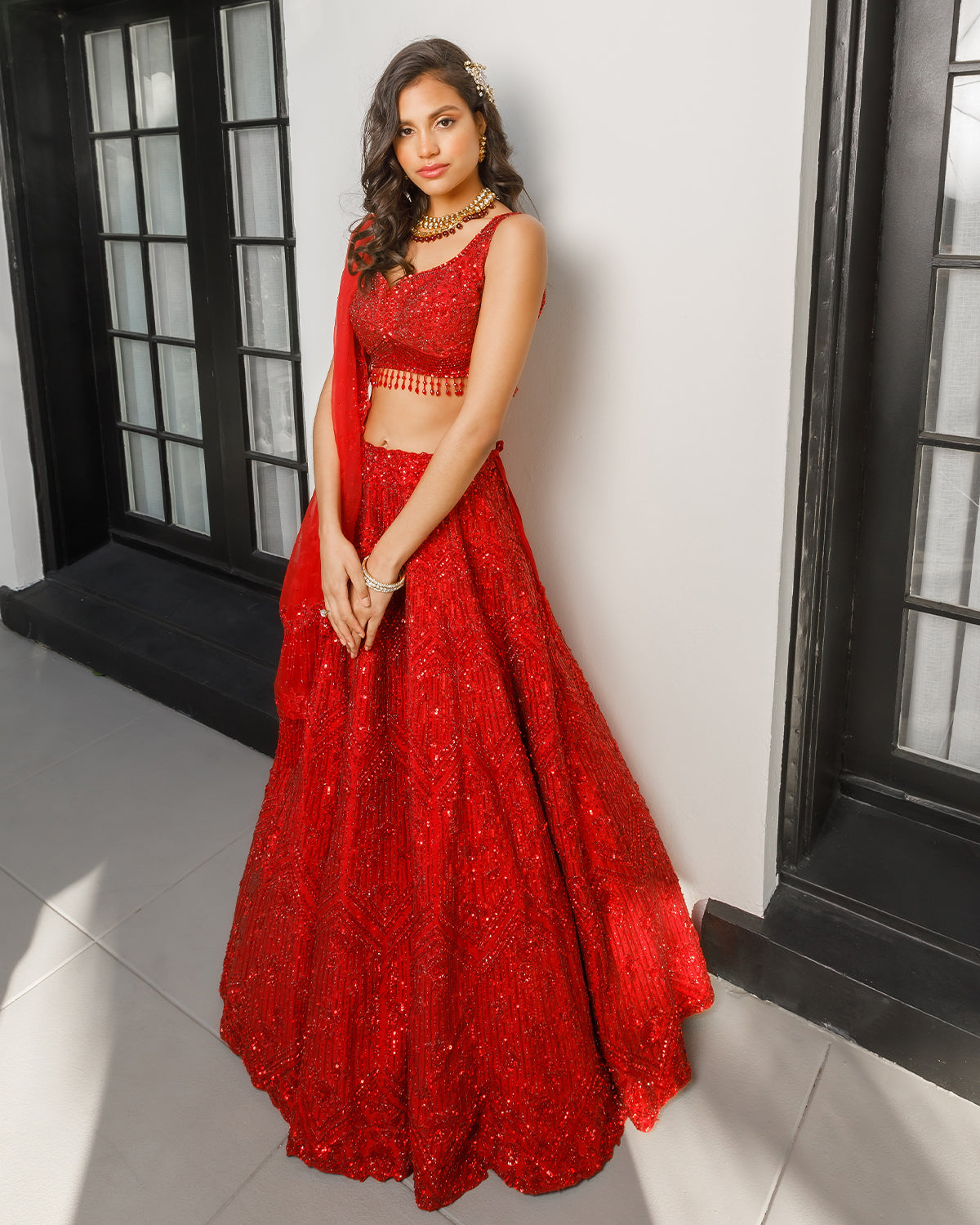 Ruby Red Glam Lehenga Custom Indian Bridal Wear – KYNAH