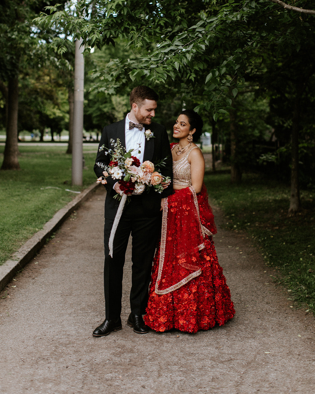 Nilofer Ahmed in a custom Emilia and Nessa Lehenga by Seema Gujral at KYNAH