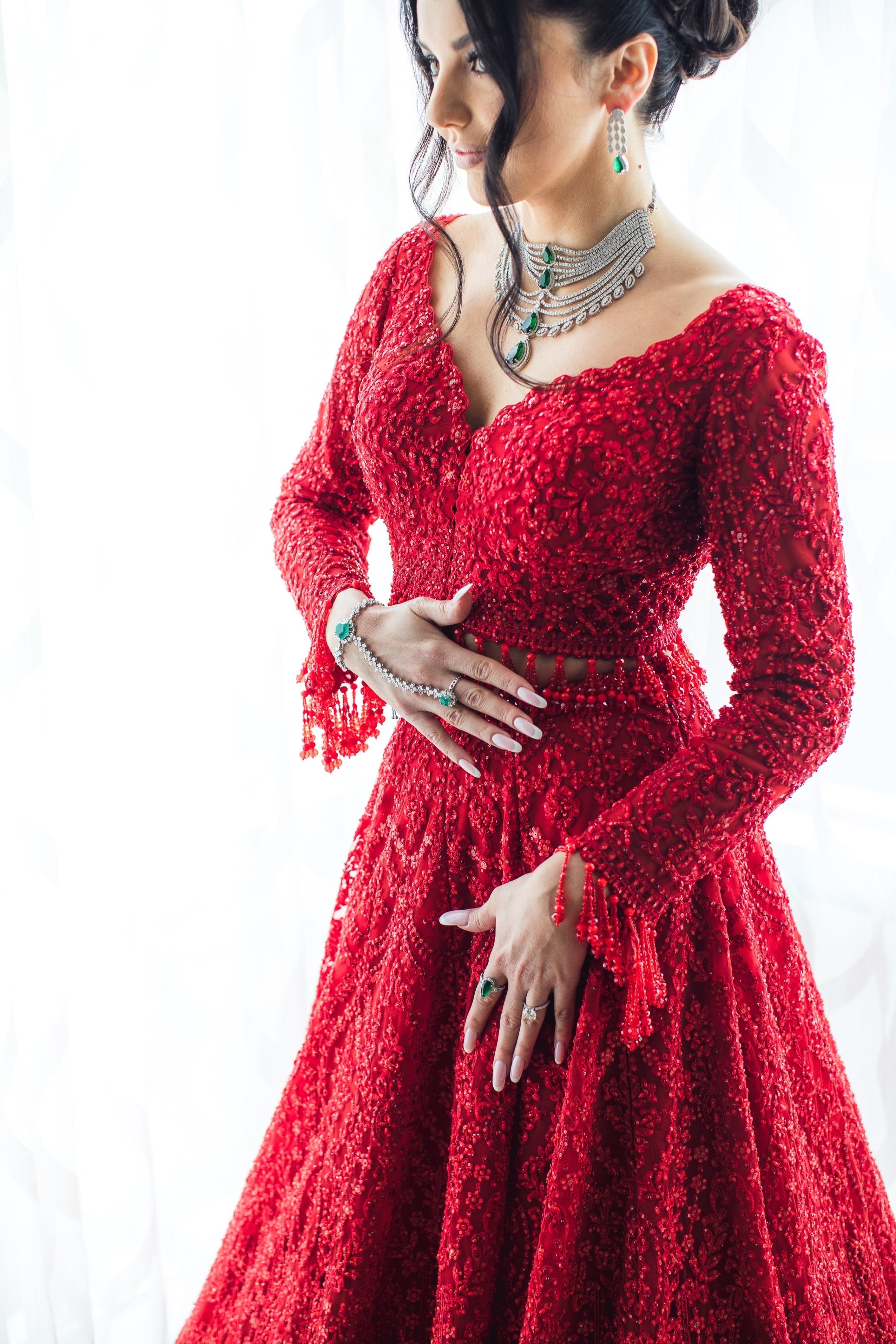 Lily’s Red Bridal Moment in Seema Gujral