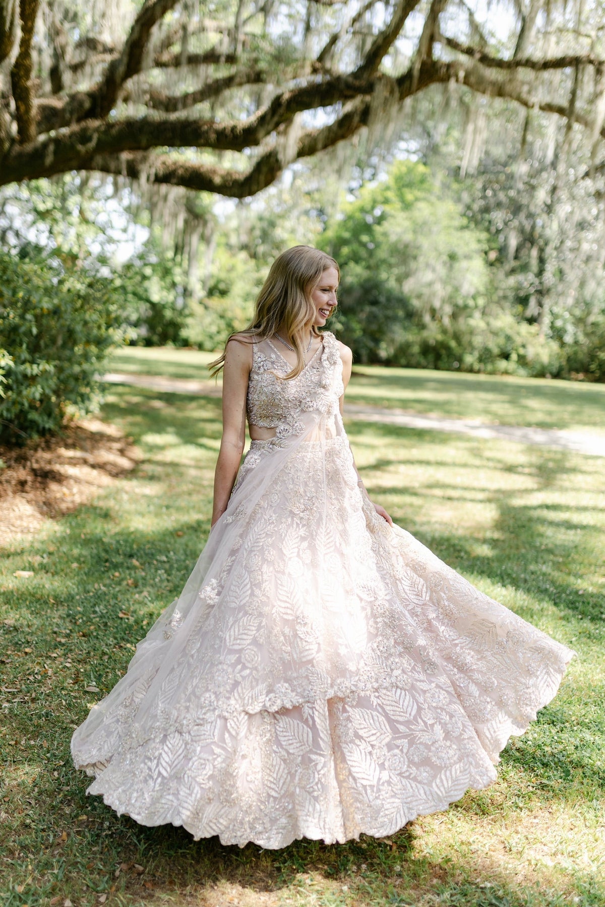Megan in the Brigitte Lehenga: A Blush Bridal Dream