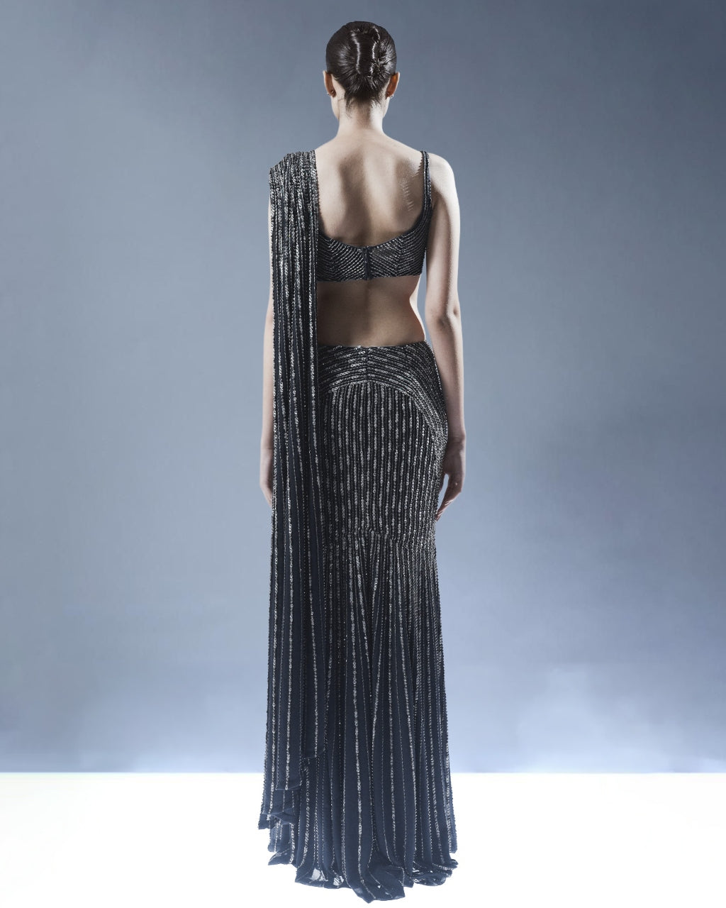 Helix Sculpted Sari Gown Set