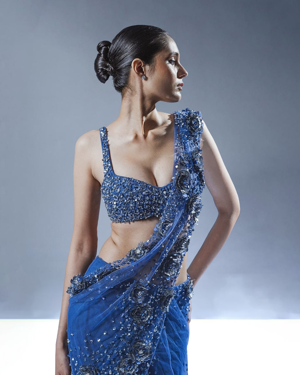 Abyssal Bloom Sari Set