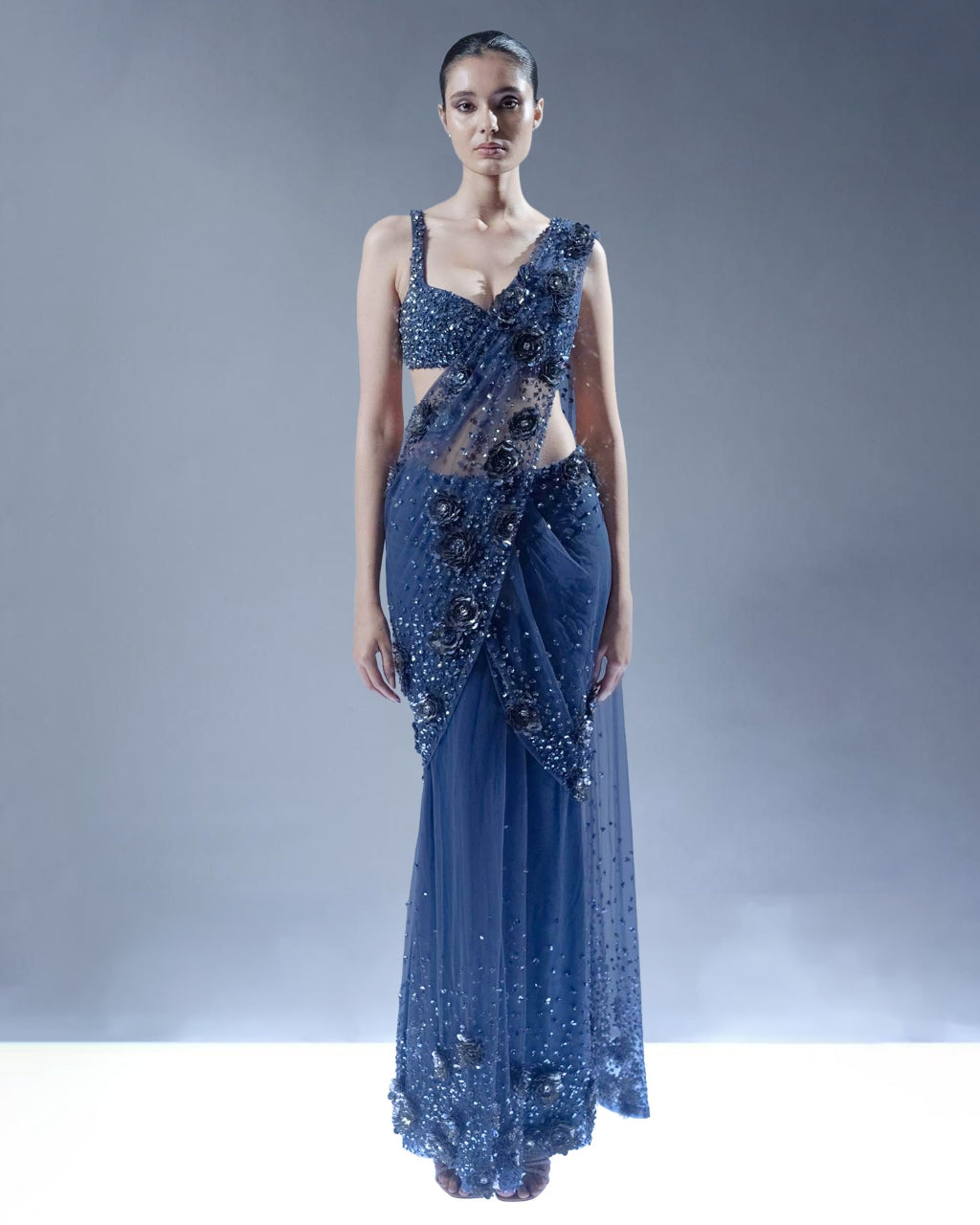 Abyssal Bloom Sari Set