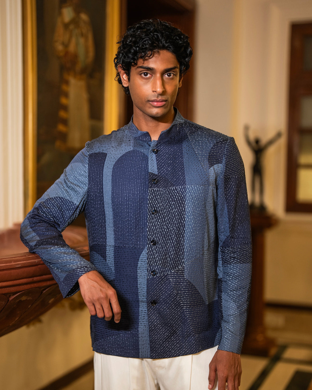 Blue Bandhgala Shirt & Pants