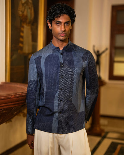 Blue Bandhgala Shirt & Pants