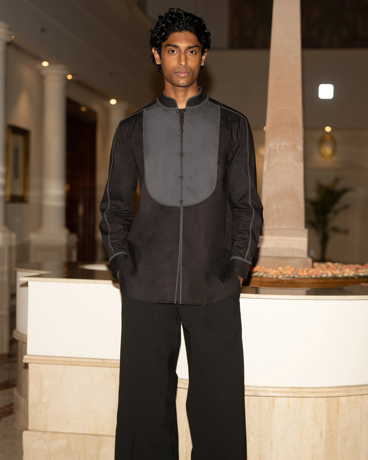 Black Dori Bib Shirt Set