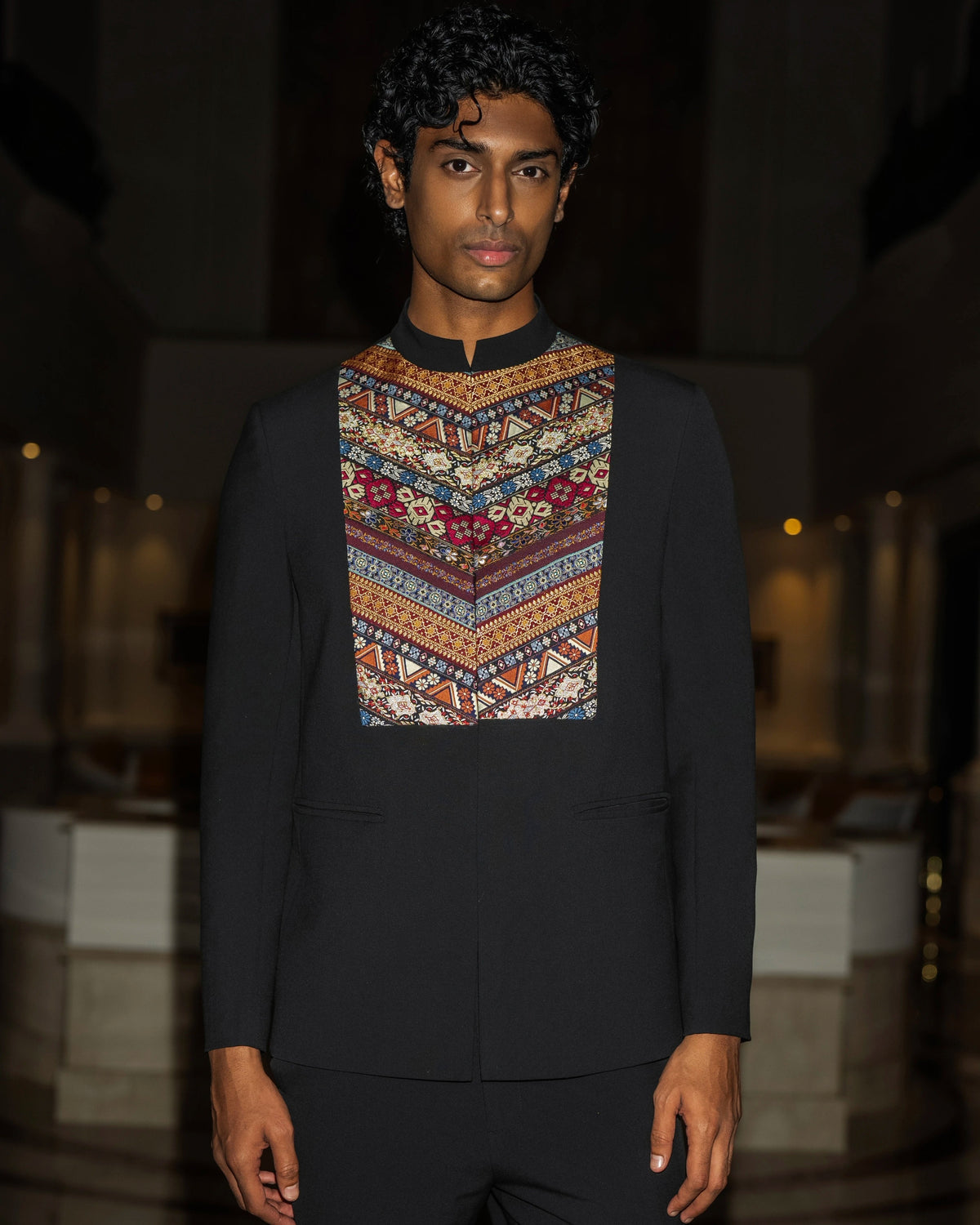 Black Embroidered Blazer Kurta Set