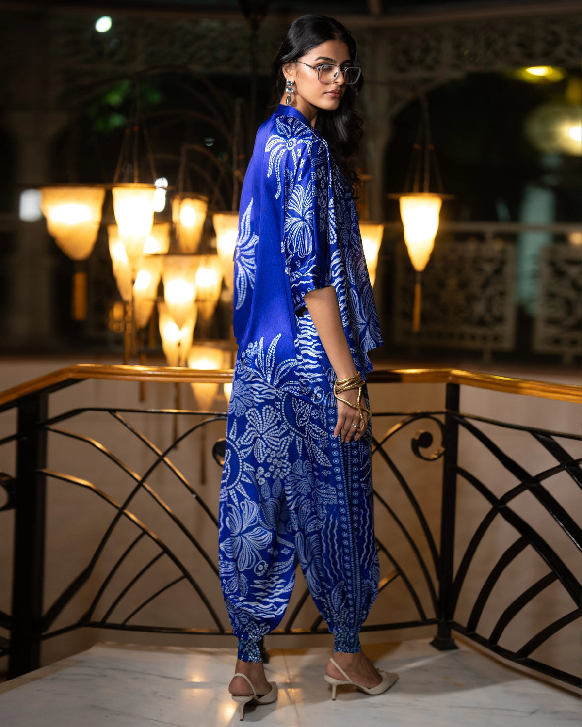 Royal Blue Printed Pant Set