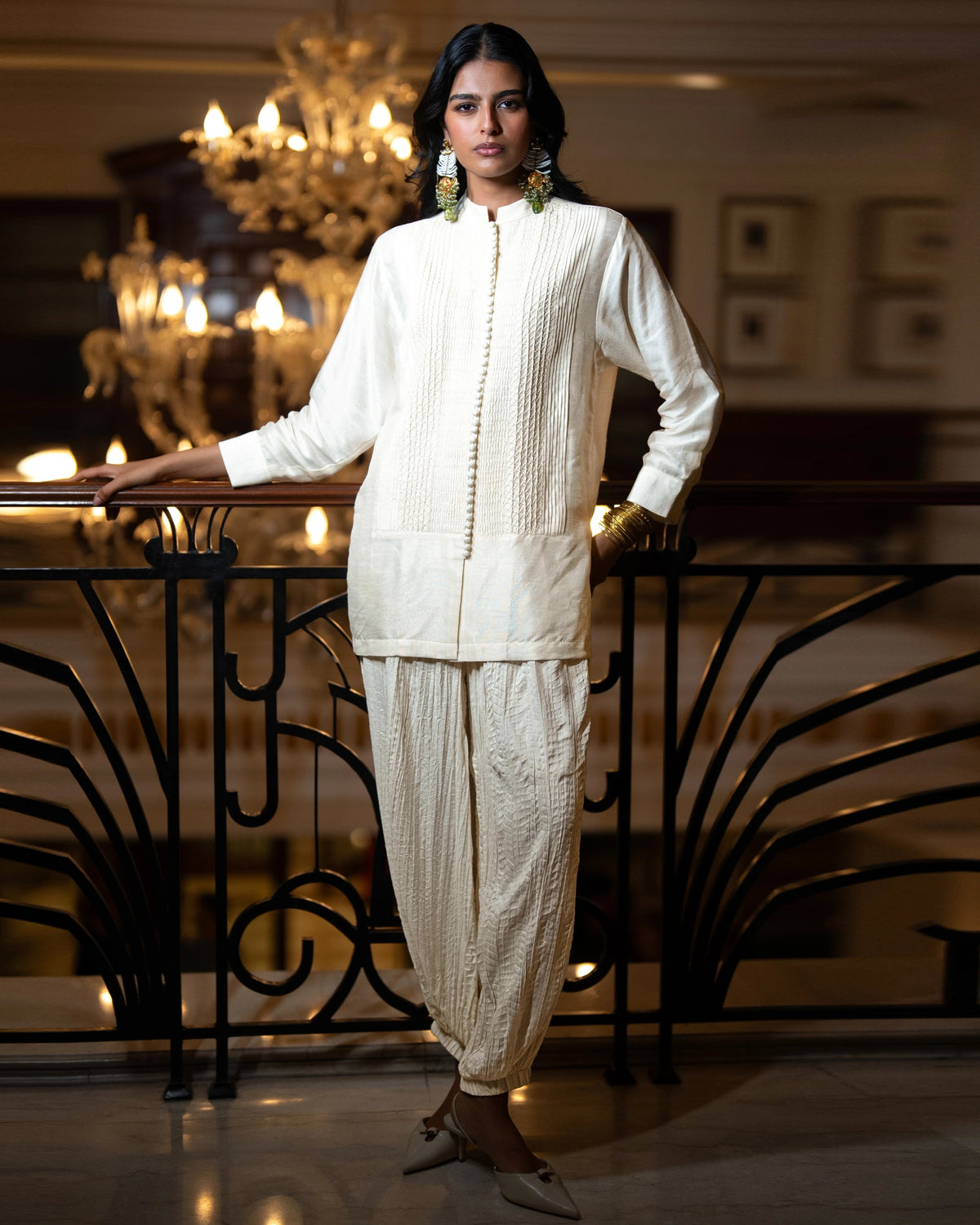 Ivory Pintuck Shirt Pant Set
