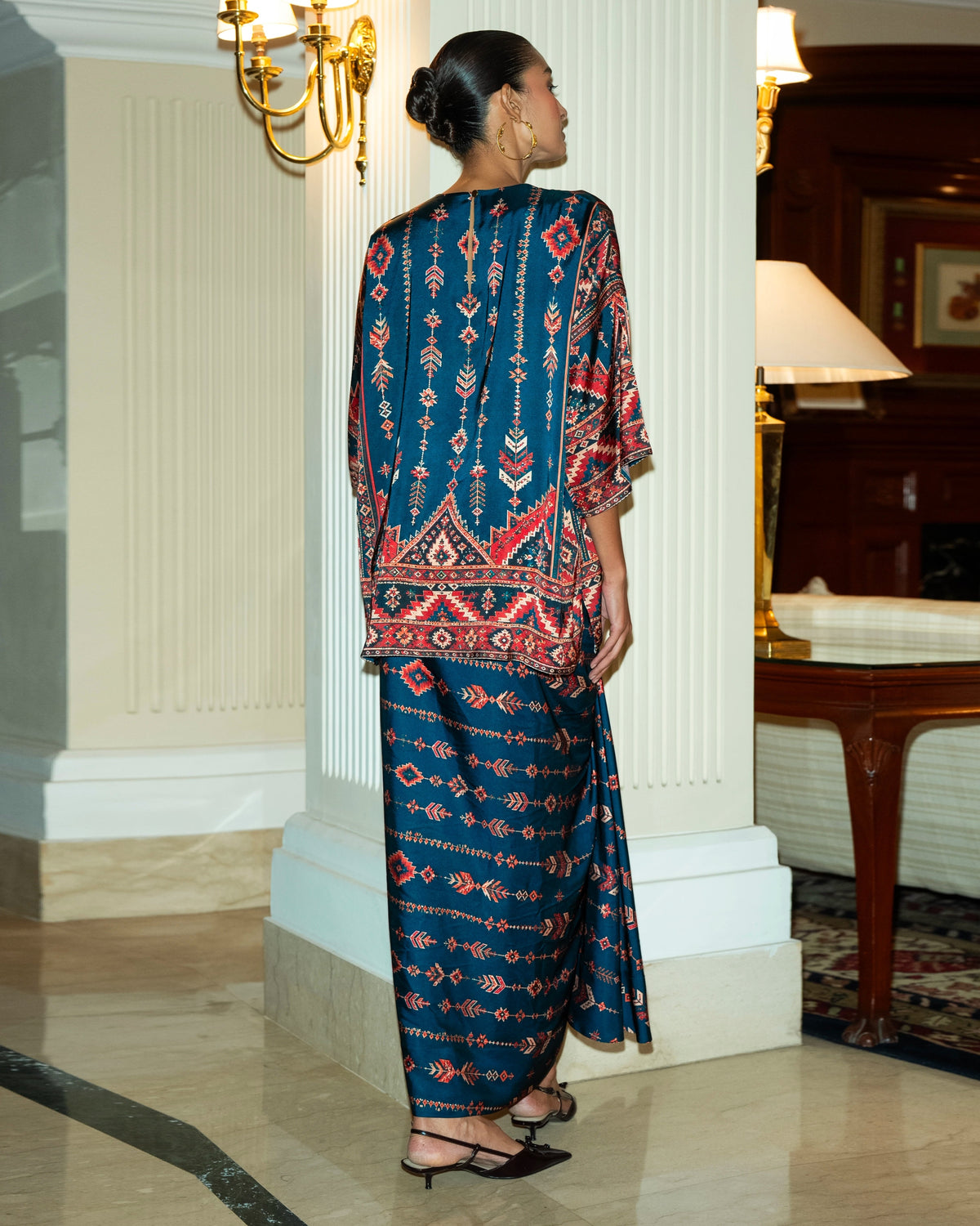 Teal Tribal Drape Skirt Set