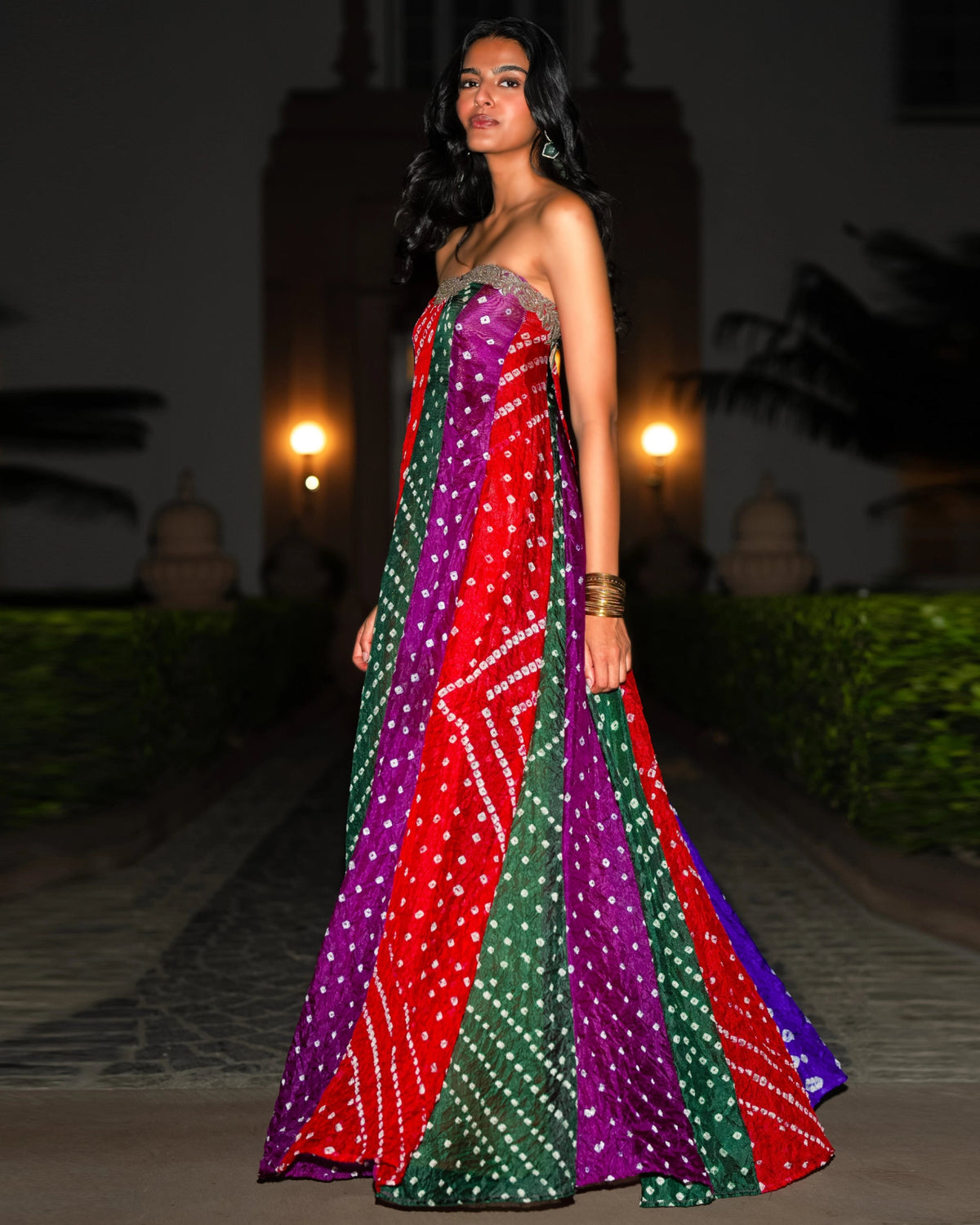Multicolour Bandhani Flared Dress