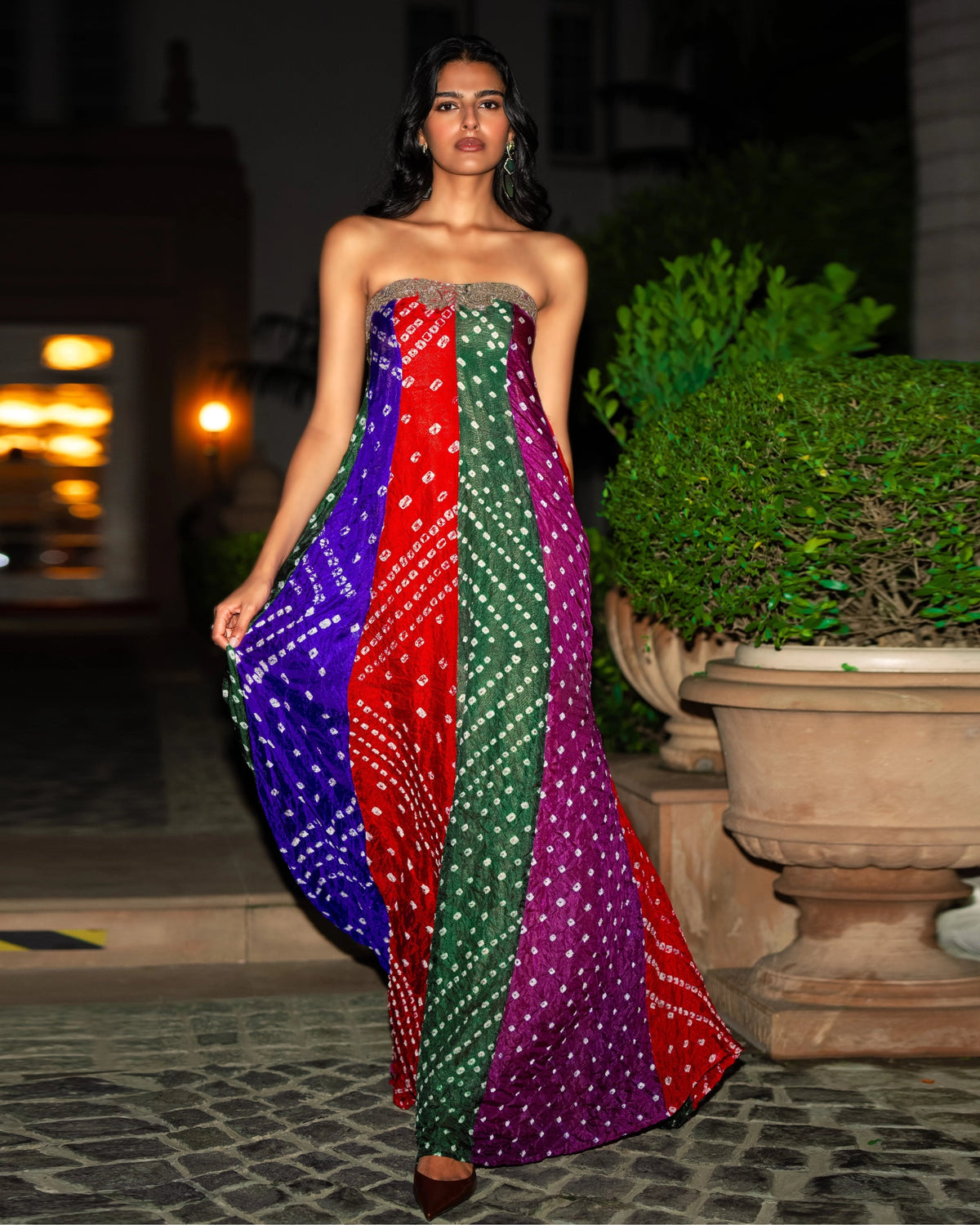 Multicolour Bandhani Flared Dress