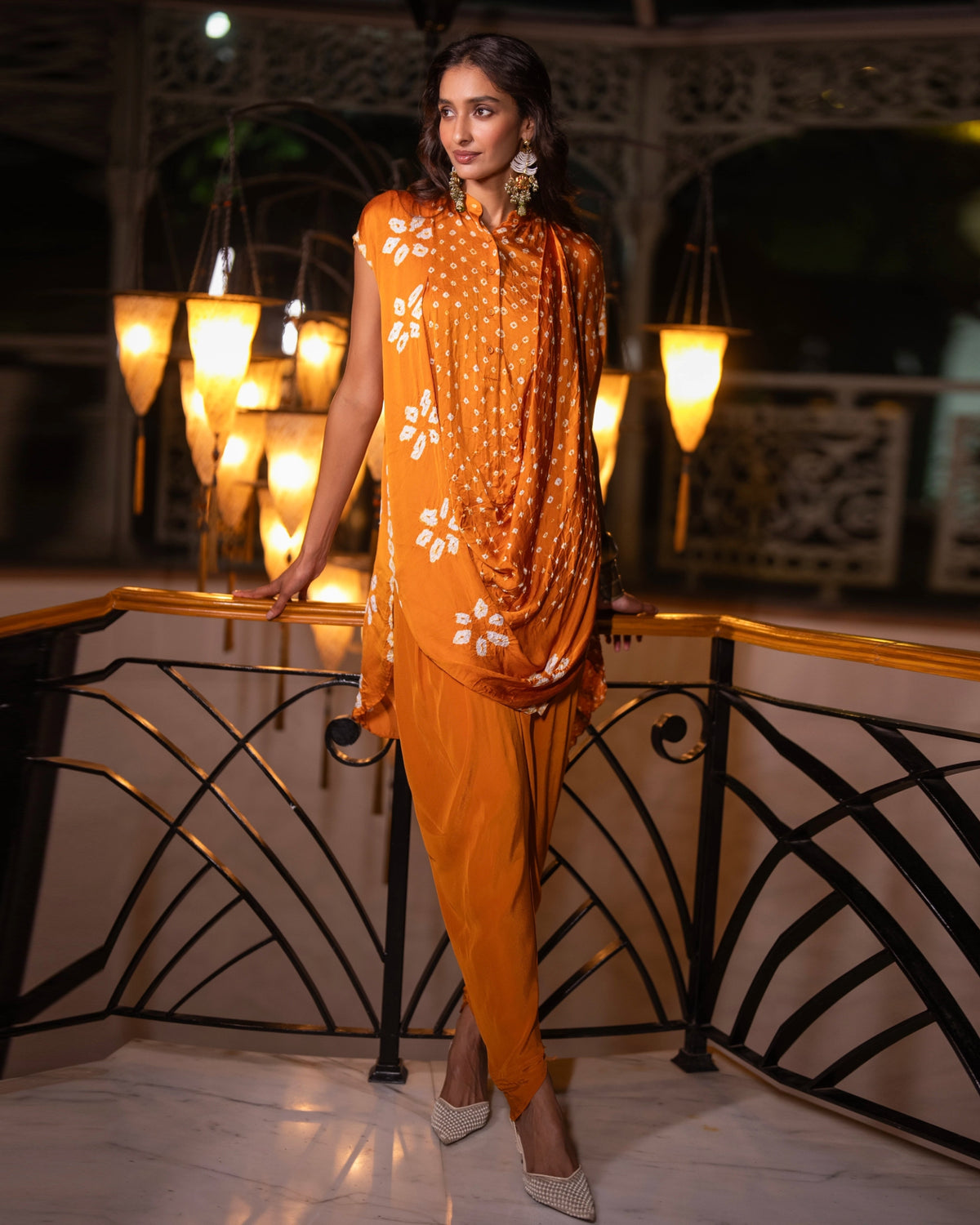Mustard Bandhani Tulip Pant Set