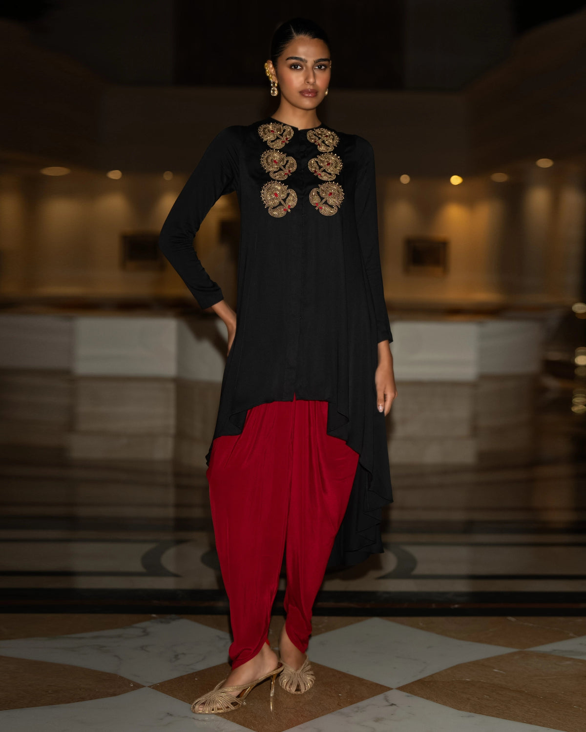 Black Crimson Tulip Pant Set