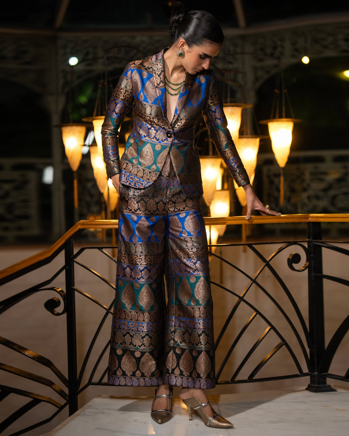 Jewel Tone Brocade Suit