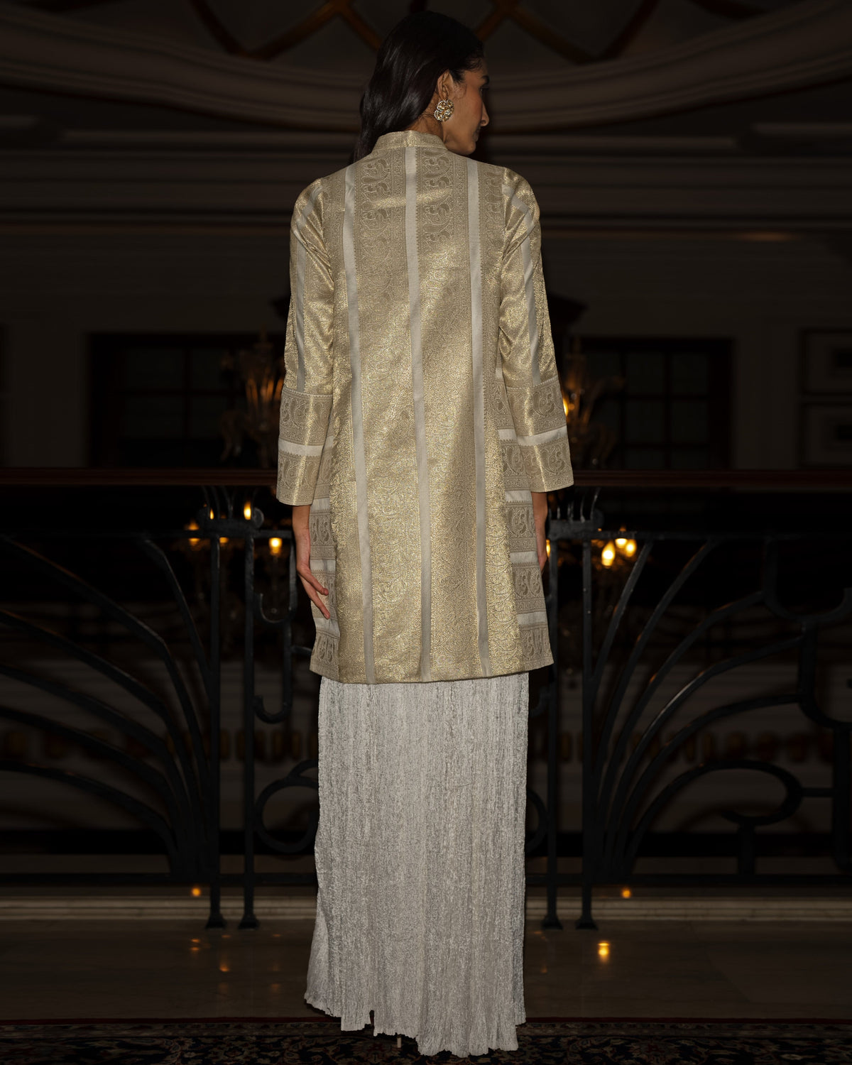 Ivory Brocade Jacket Skirt Set