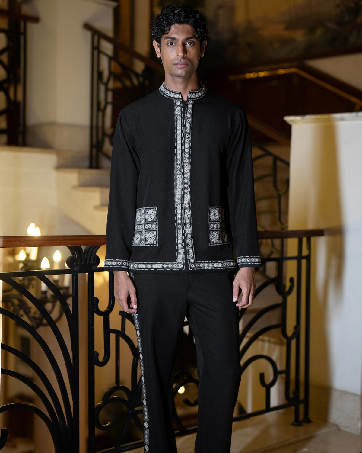Black Mirrorwork Shacket Set