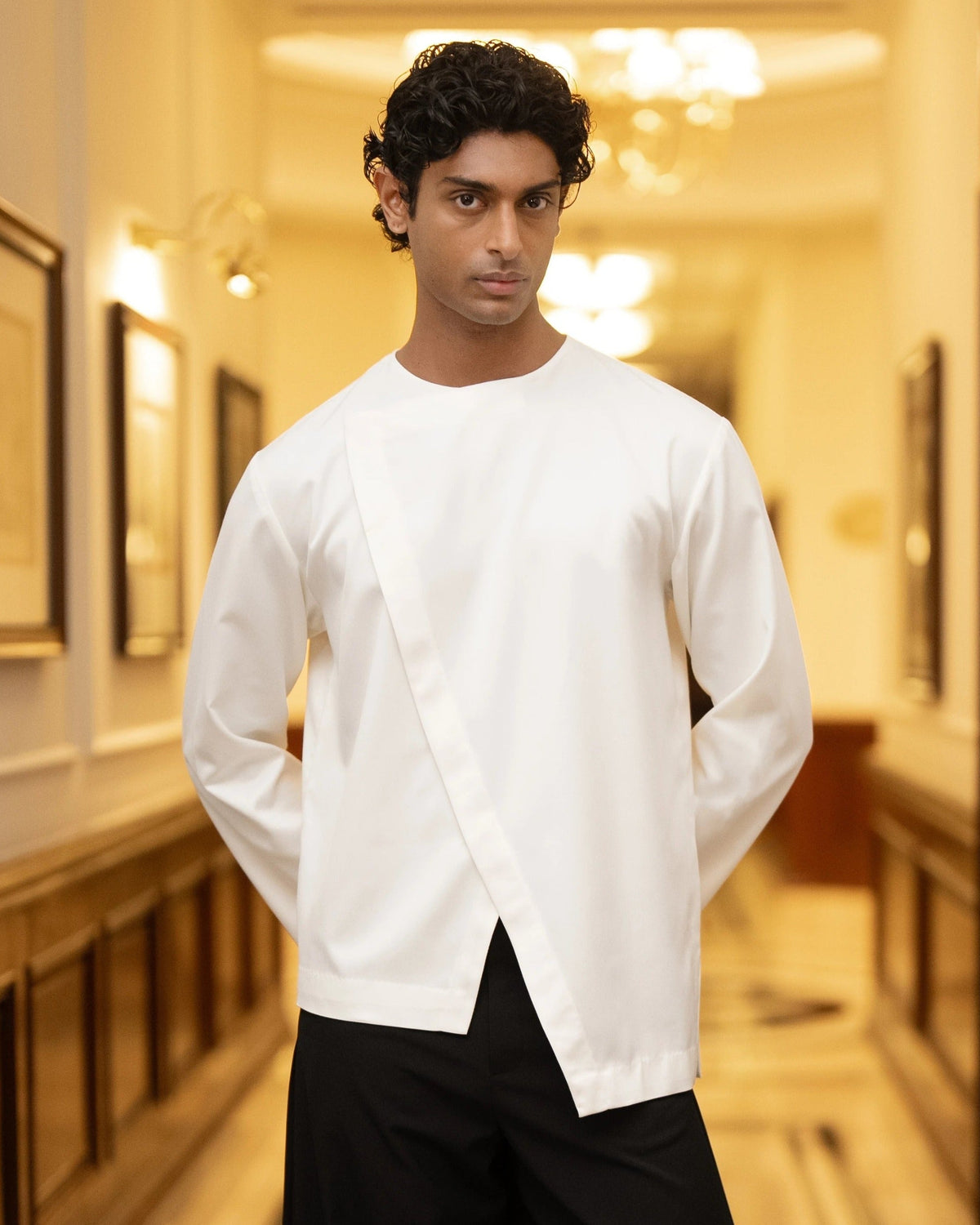 Ivory Overlap Shirt Kurta Set