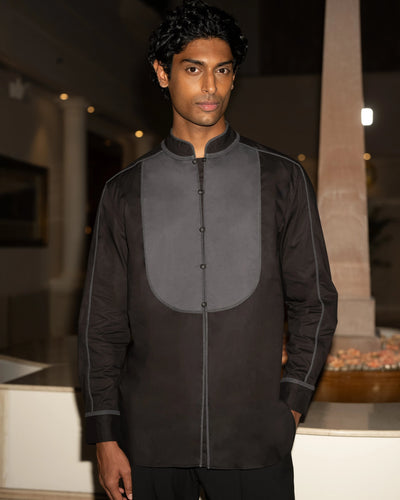 Black Dori Bib Shirt Set