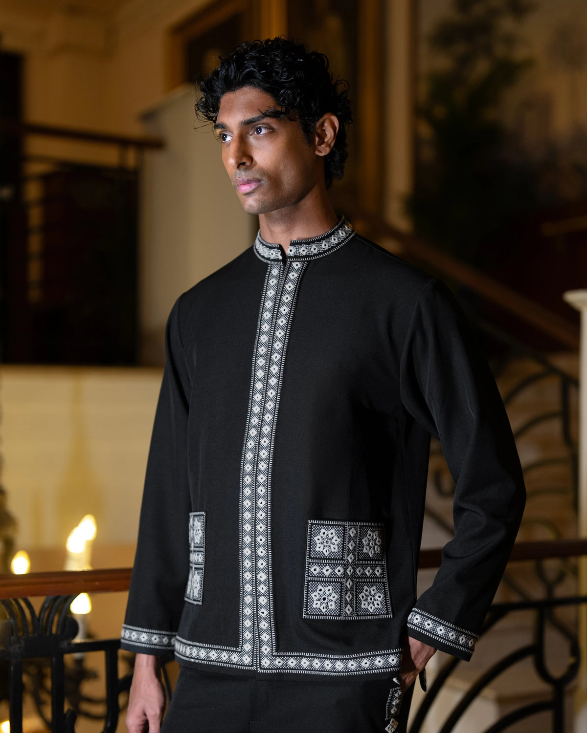 Black Mirrorwork Shacket Set