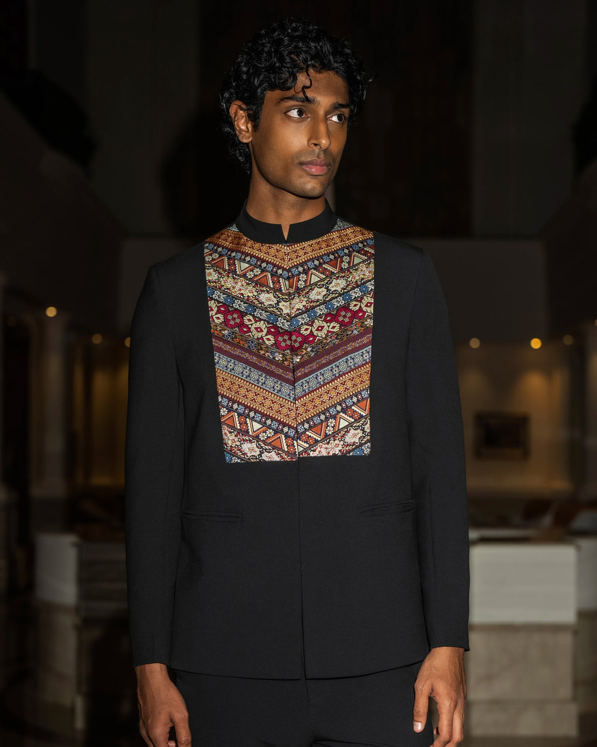 Black Embroidered Blazer Kurta Set