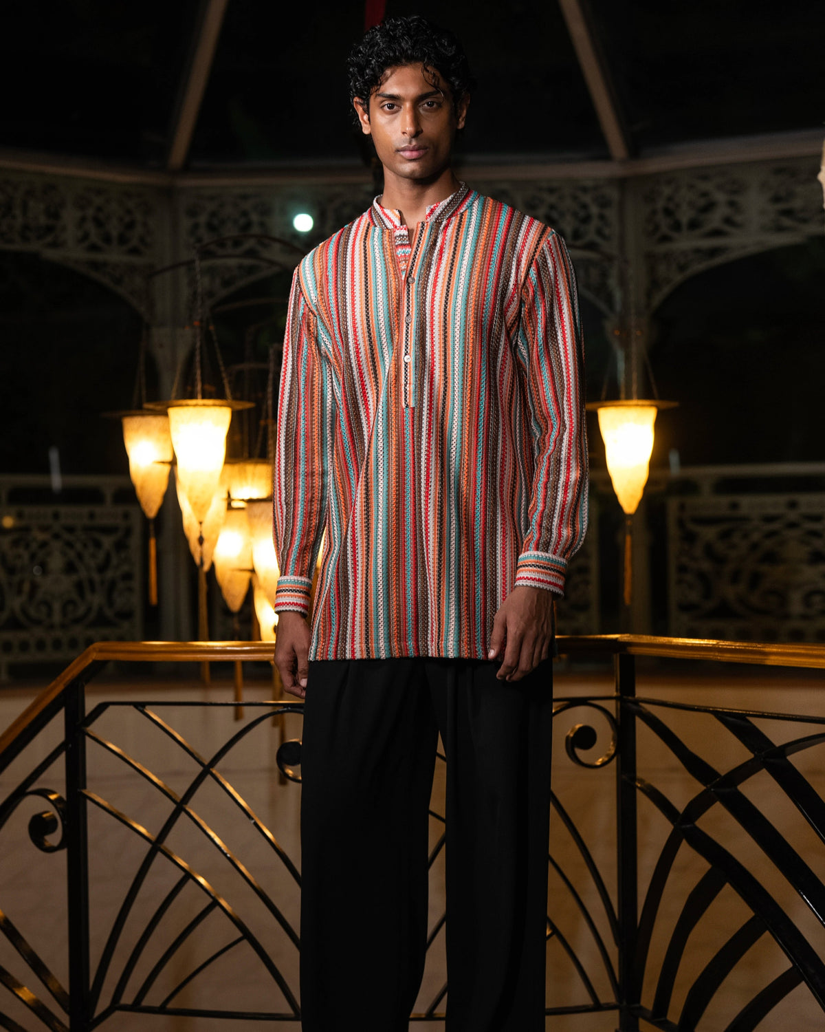 Multicolour Crochet Kurta Set