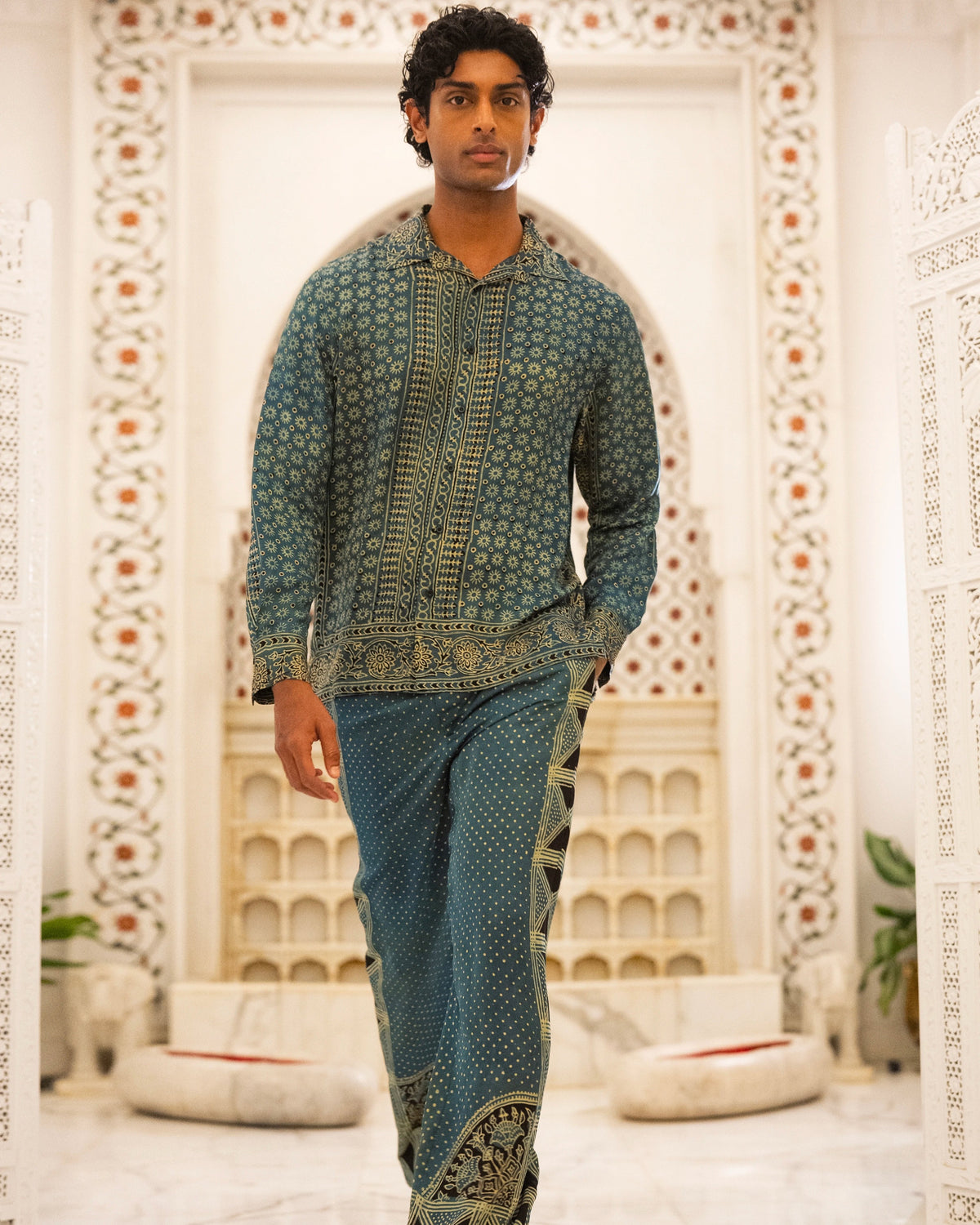 Blue Ajrakh Printed Kurta Set