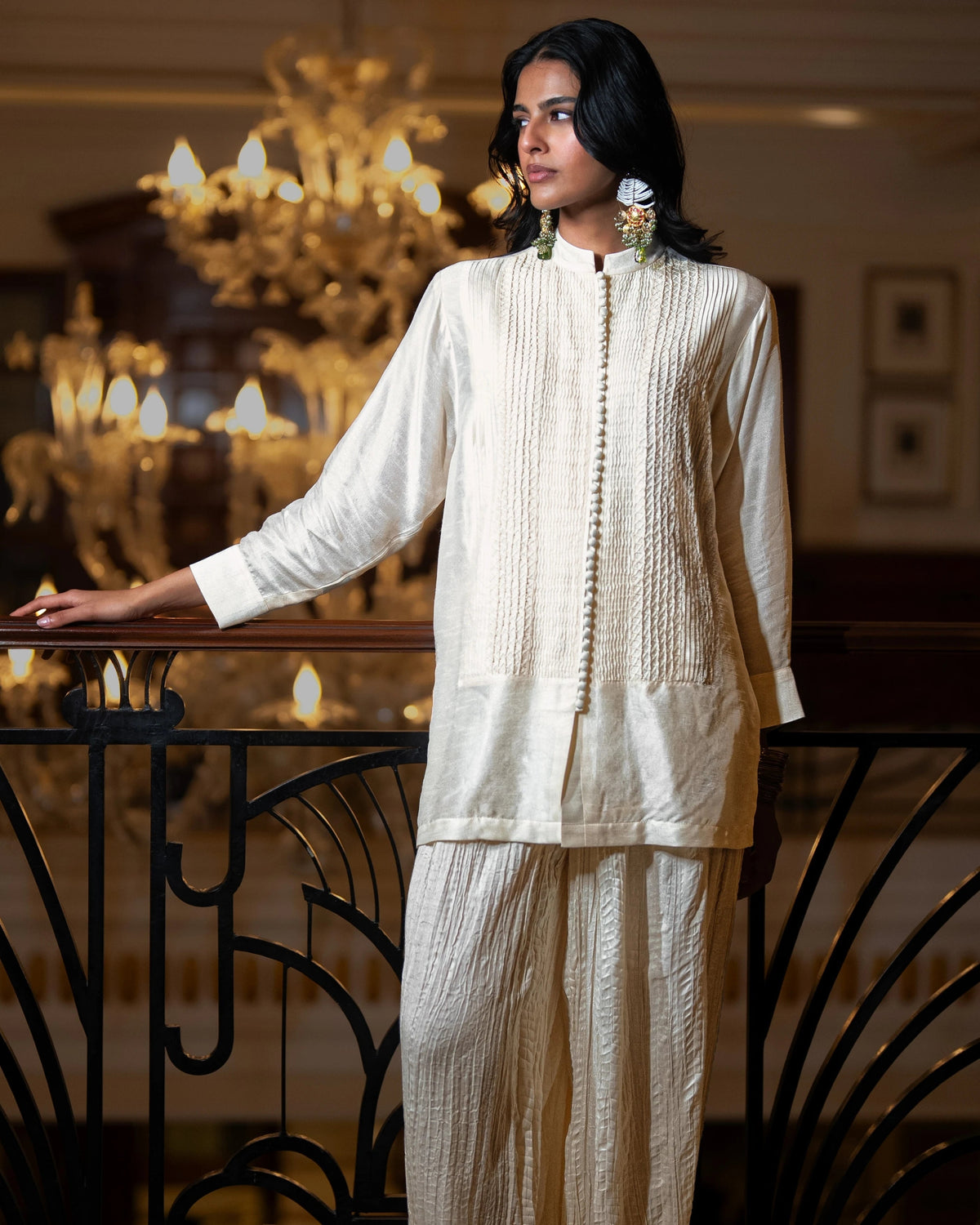 Ivory Pintuck Shirt Pant Set