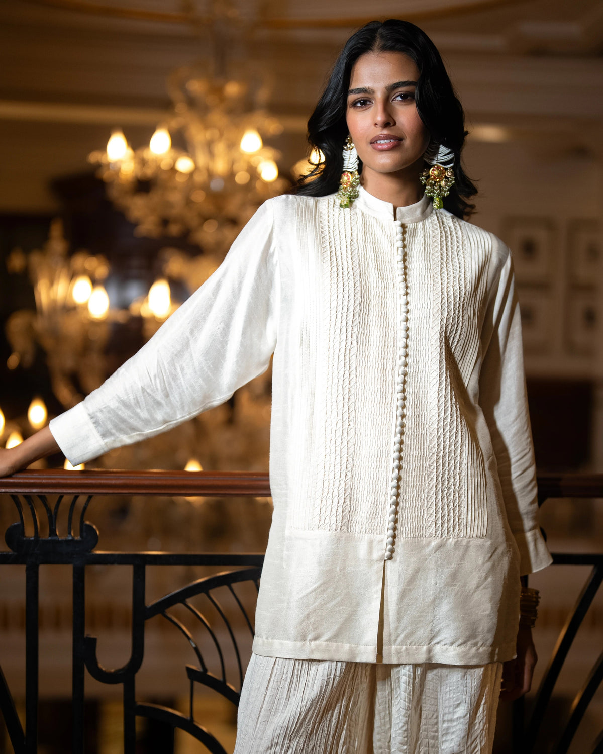 Ivory Pintuck Shirt Pant Set