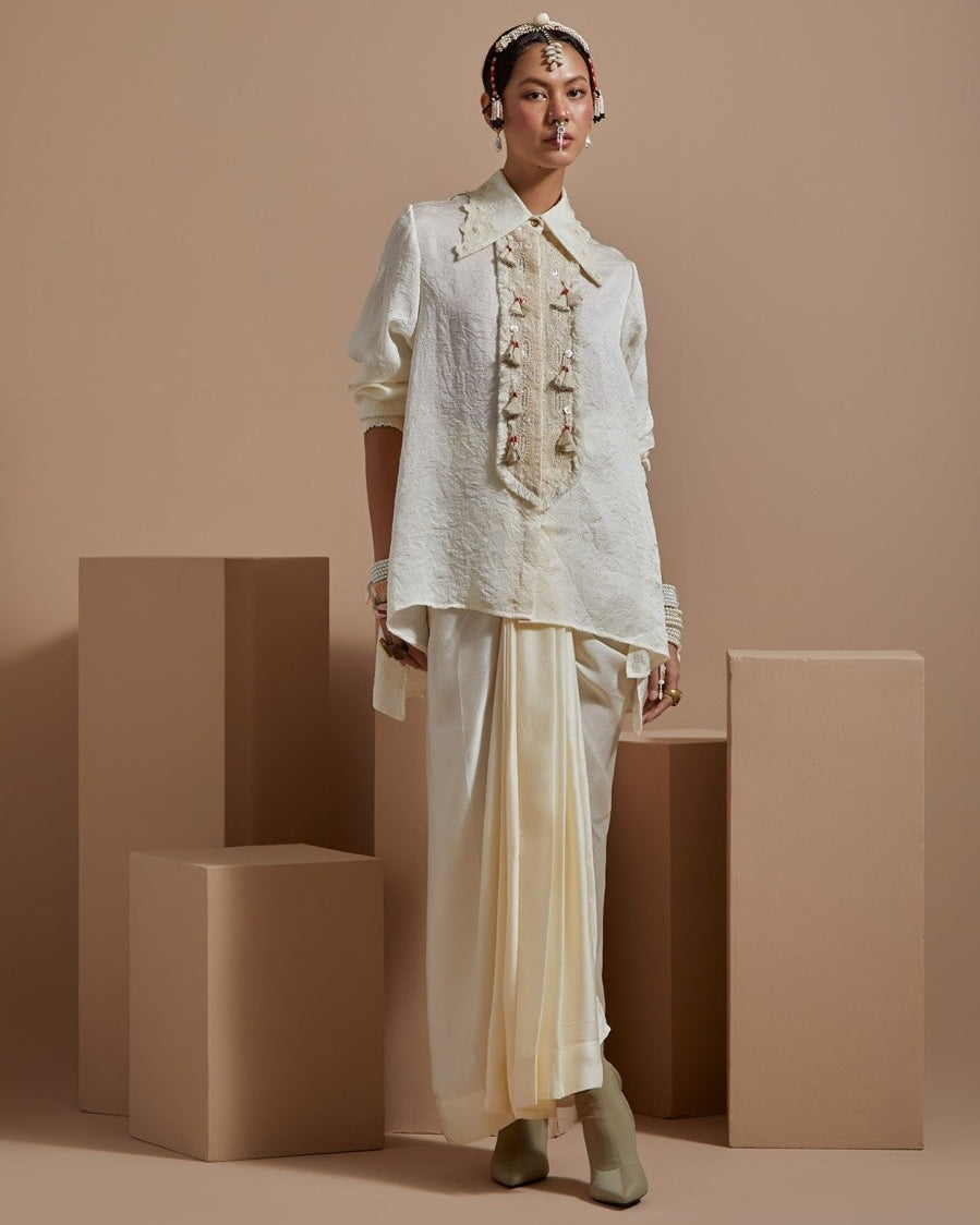 Soft Ivory Chanderi Coordinate Set