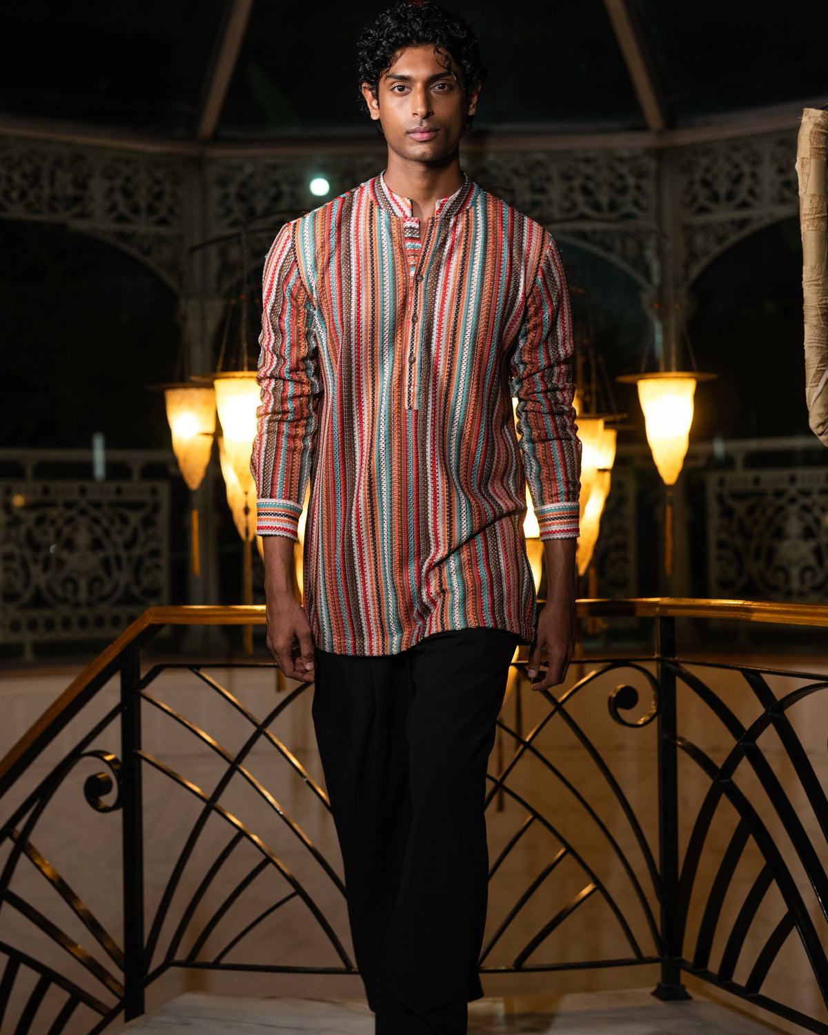 Multicolour Crochet Kurta Set