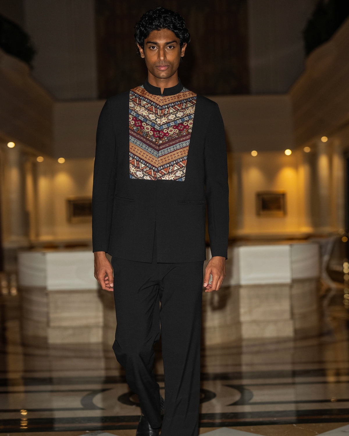 Black Embroidered Blazer Kurta Set