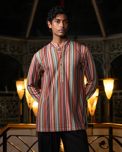 Multicolour Crochet Kurta Set