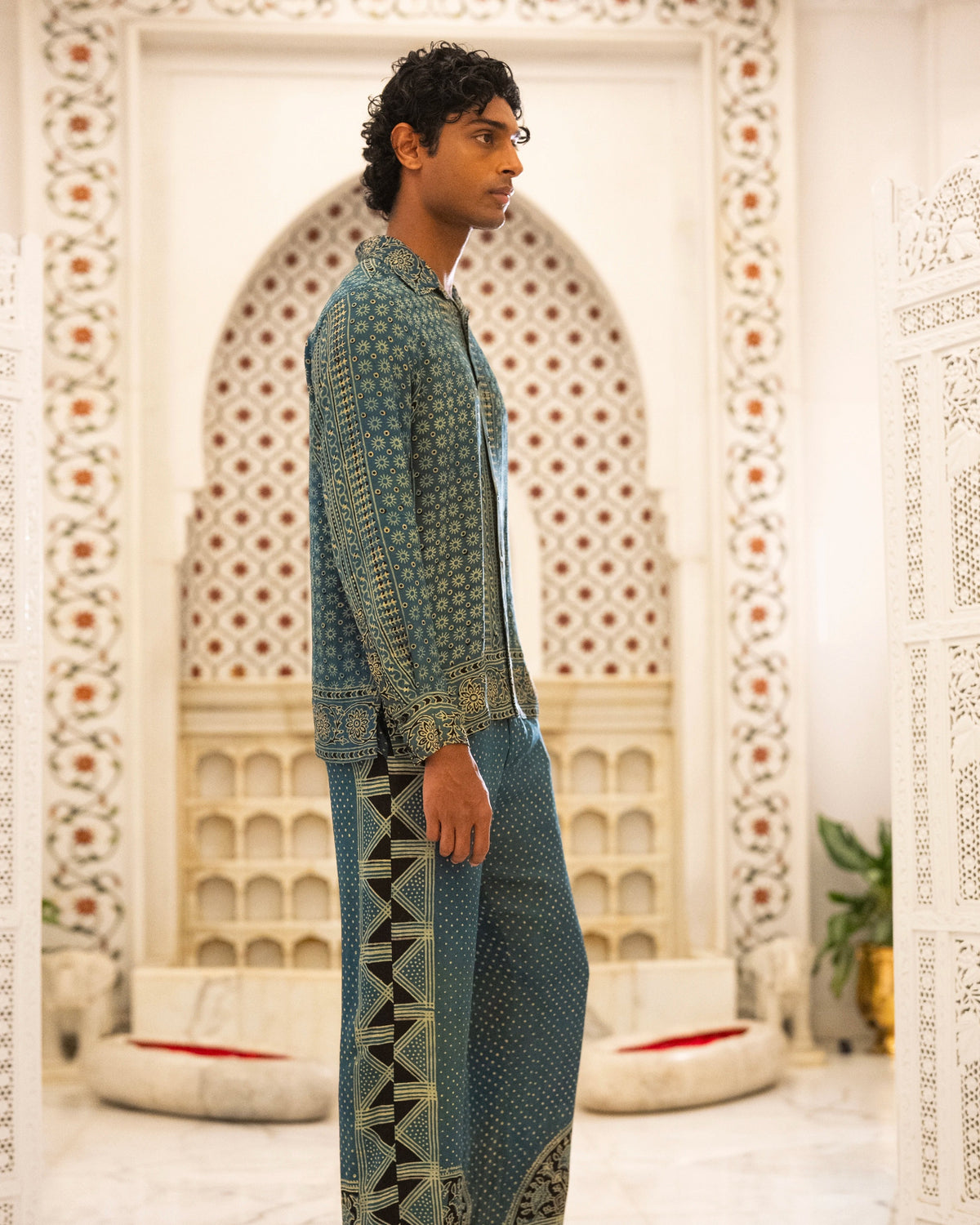 Blue Ajrakh Printed Kurta Set