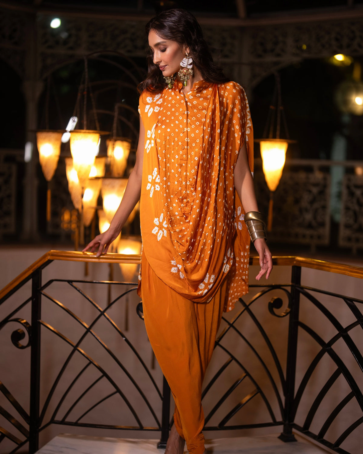 Mustard Bandhani Tulip Pant Set