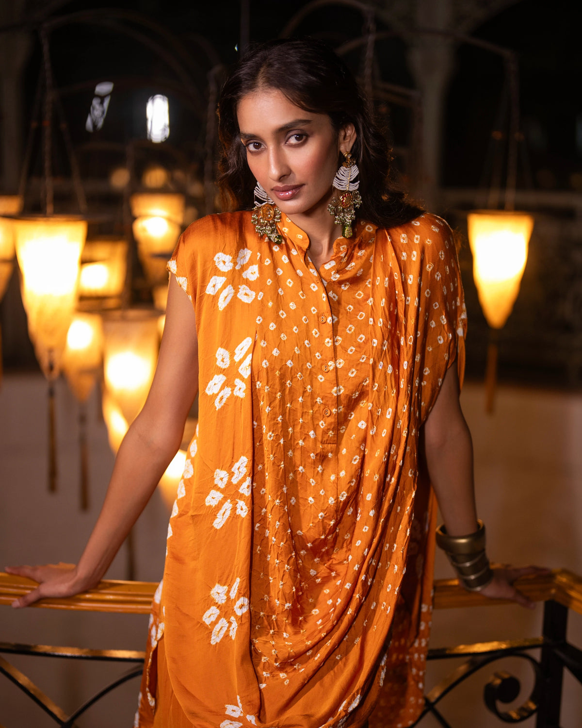 Mustard Bandhani Tulip Pant Set