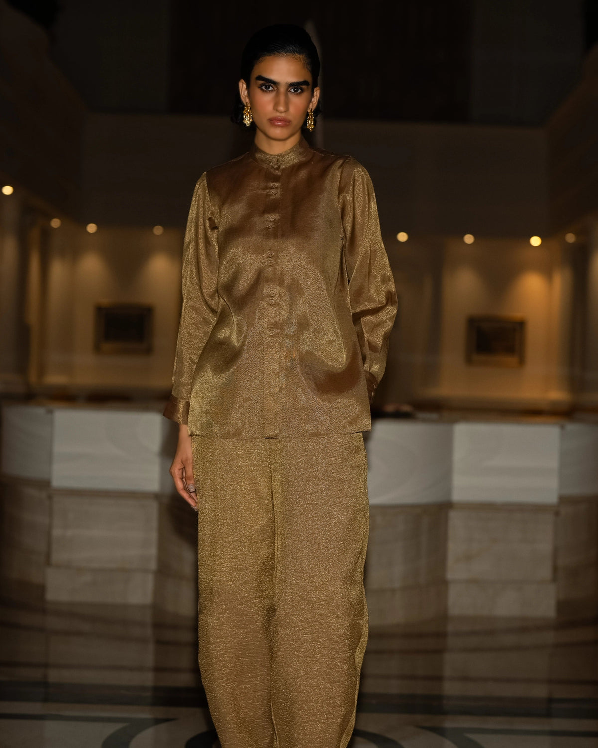 Black Gold Embroidered Jacket Set