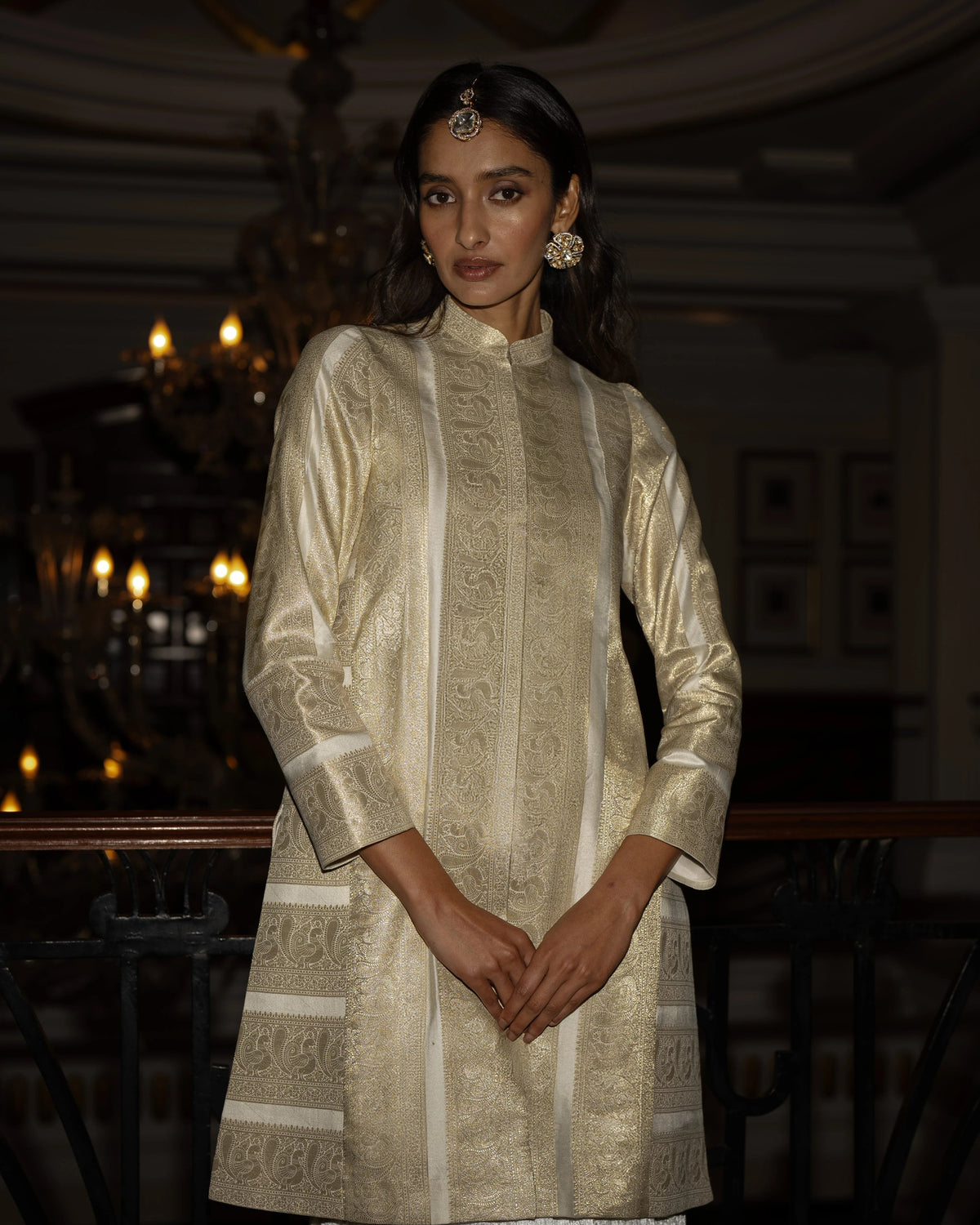 Ivory Brocade Jacket Skirt Set