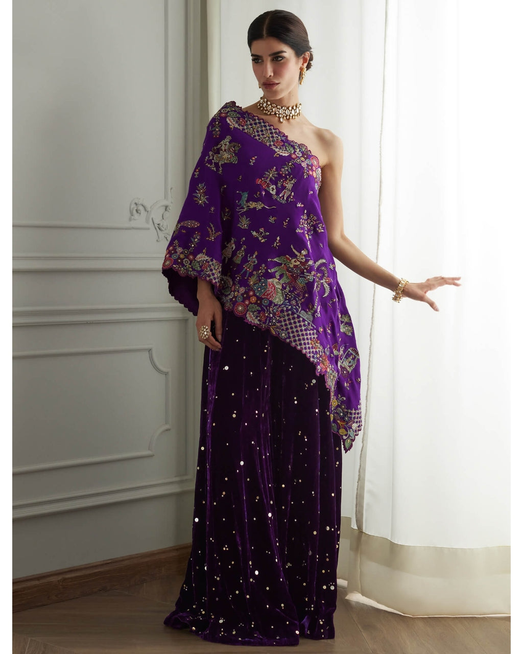 Grace Wrap Stole & Sharara Set