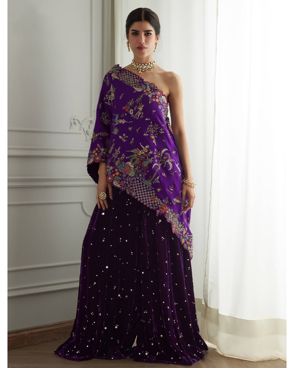 Grace Wrap Stole & Sharara Set