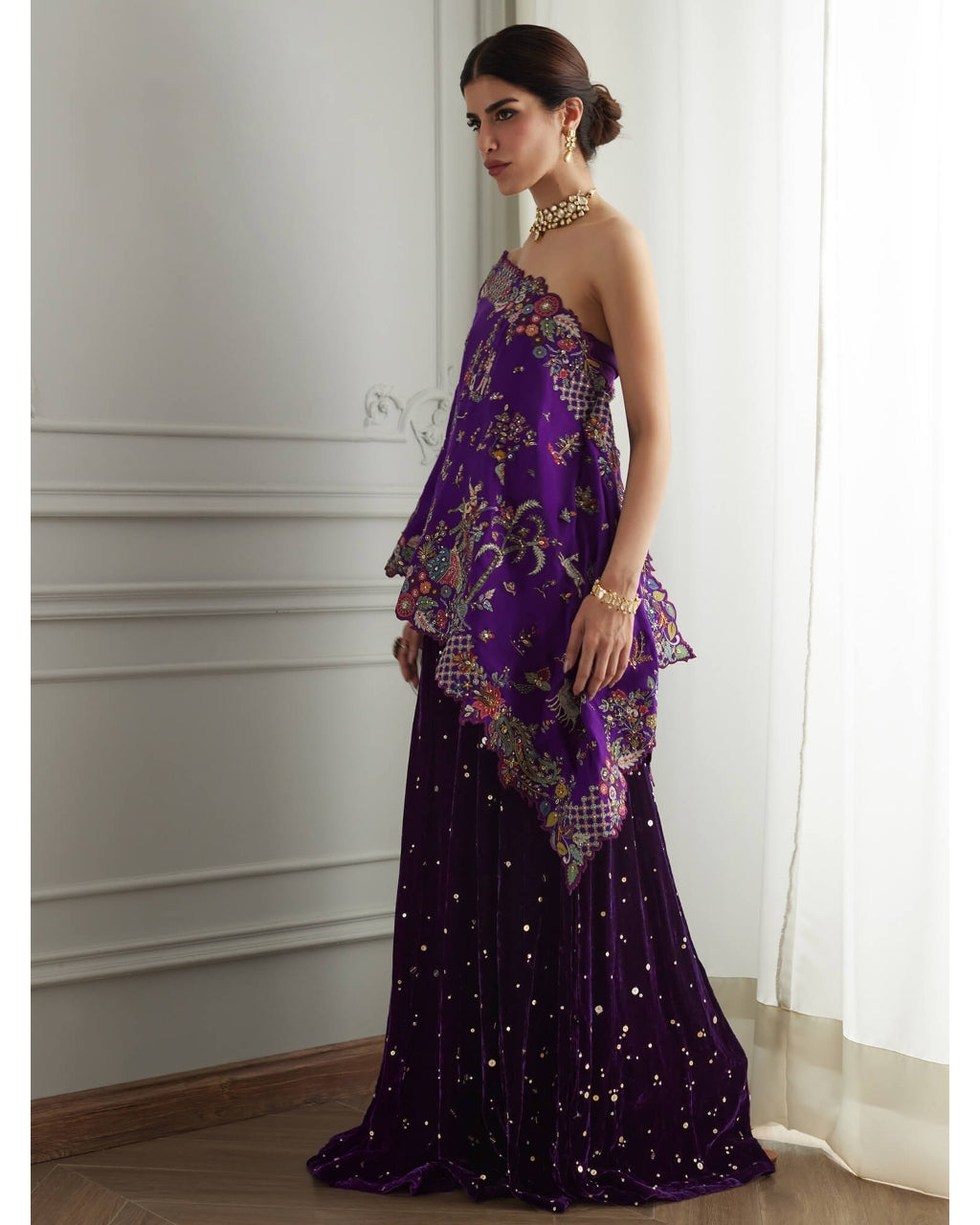 Grace Wrap Stole & Sharara Set