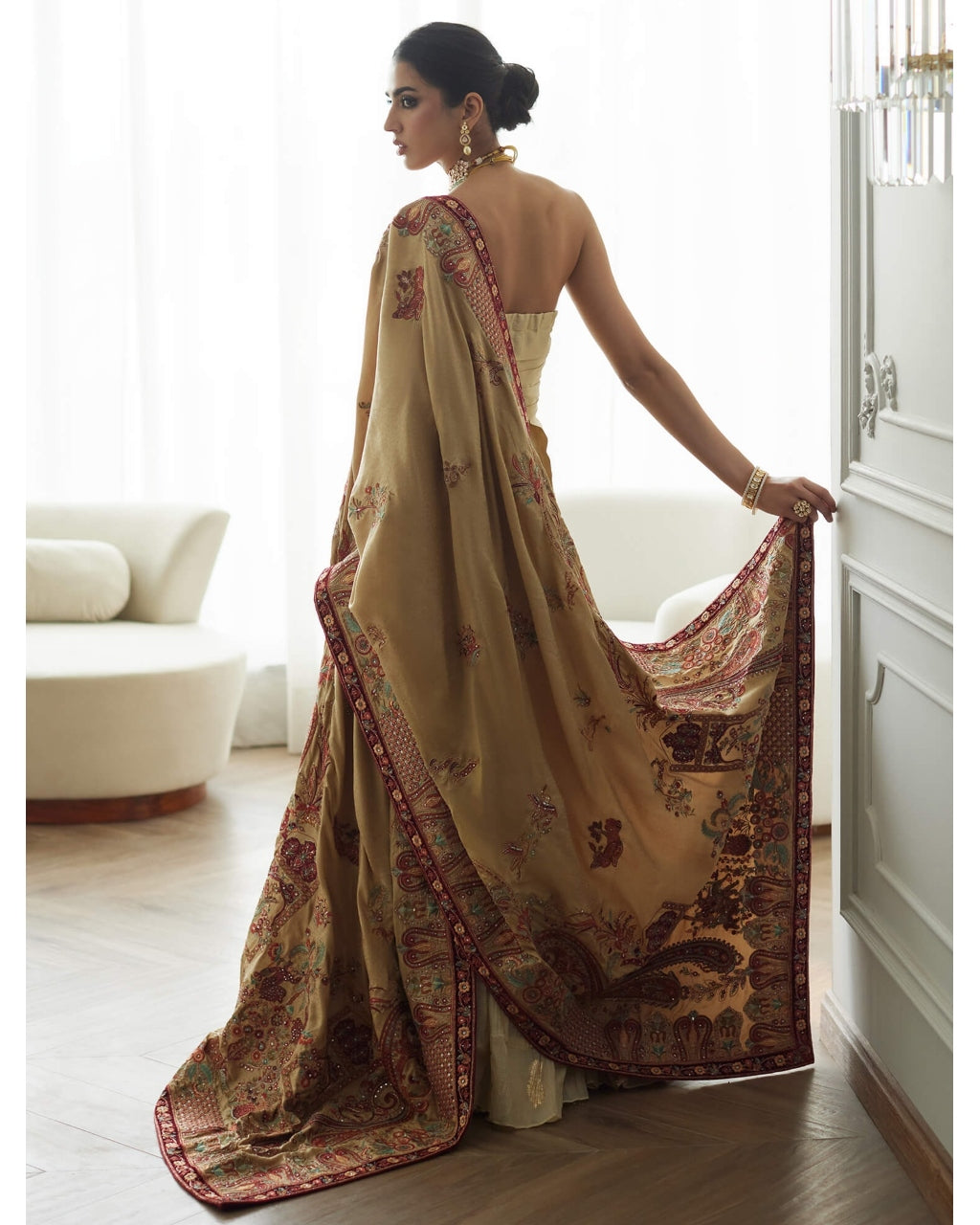 Evelyn Strapless Top, Crushed Ghagra & Shawl Set